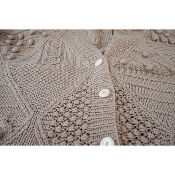 VTG 90s JAEGER Women Hand Knit Bobble Chunky Cardigan L Whimisgoth Fairy Grunge - Picture 9 of 16